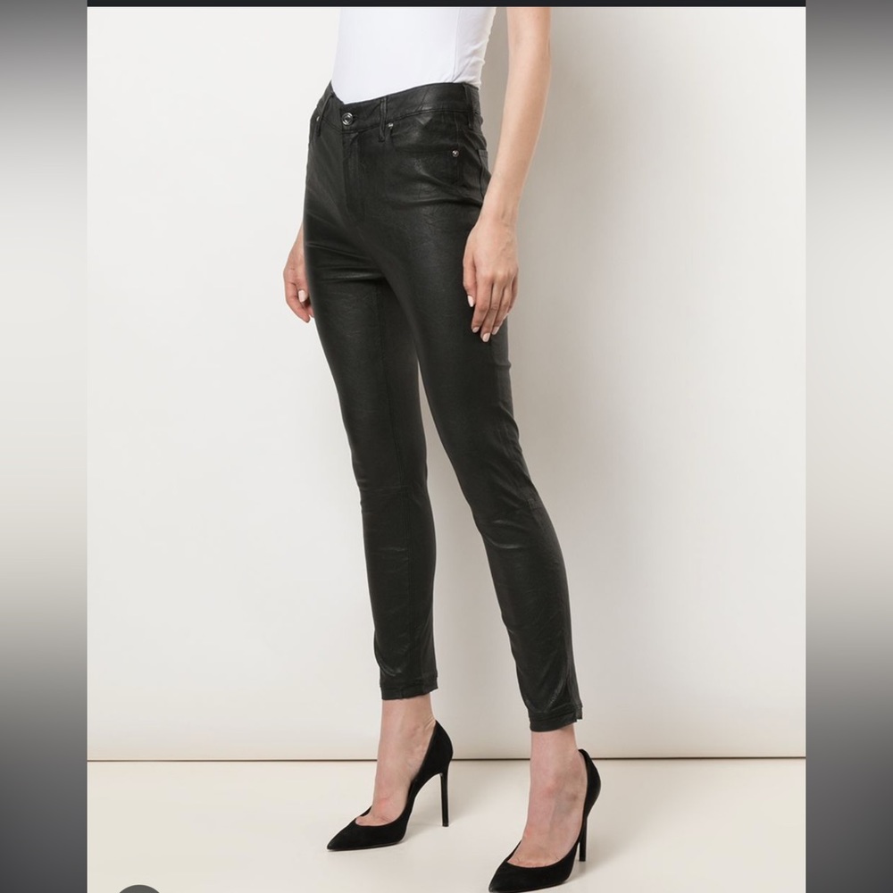 RtA Madrid High Waist Lambskin Leather Ankle Pant